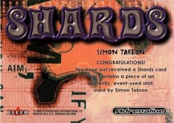 2000 Fleer Adrenaline - Shards Event-Used #NNO Simon Tabron Back